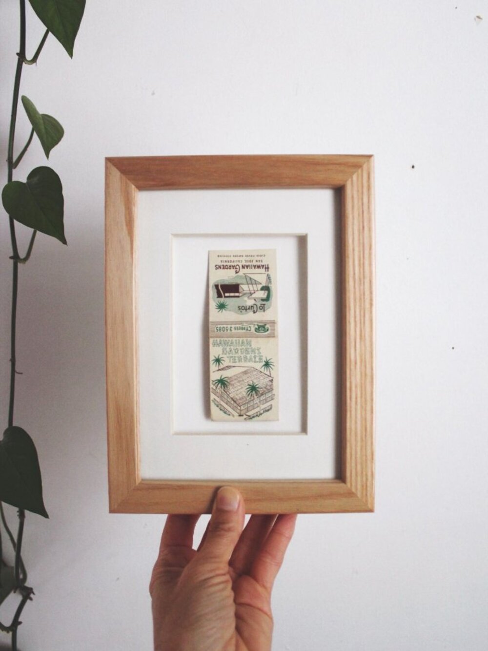 Vintage Framed Hawaiian Gardens Matchbook San Jose California Wall Art Decor Ret